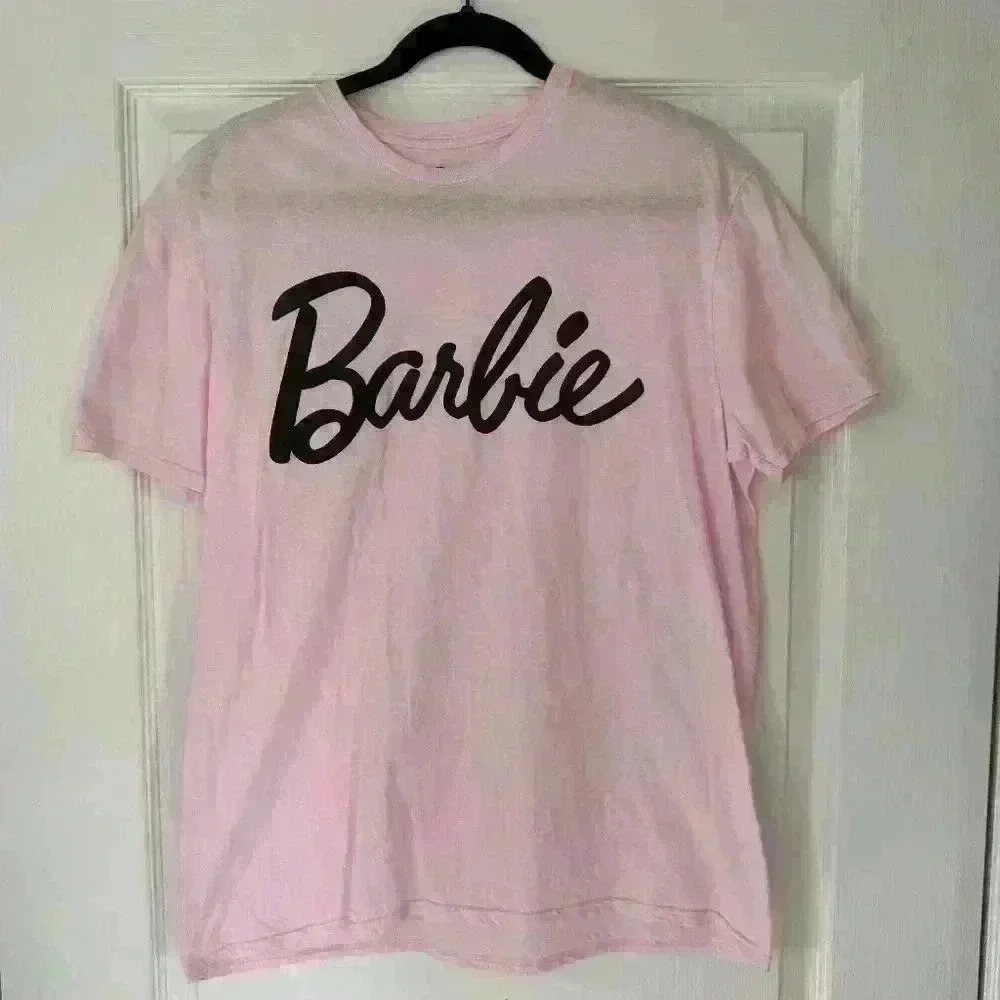 Mad Engine Barbie Women’s Size Large Graphic Print T-Shirt w/Pink & Black Logo